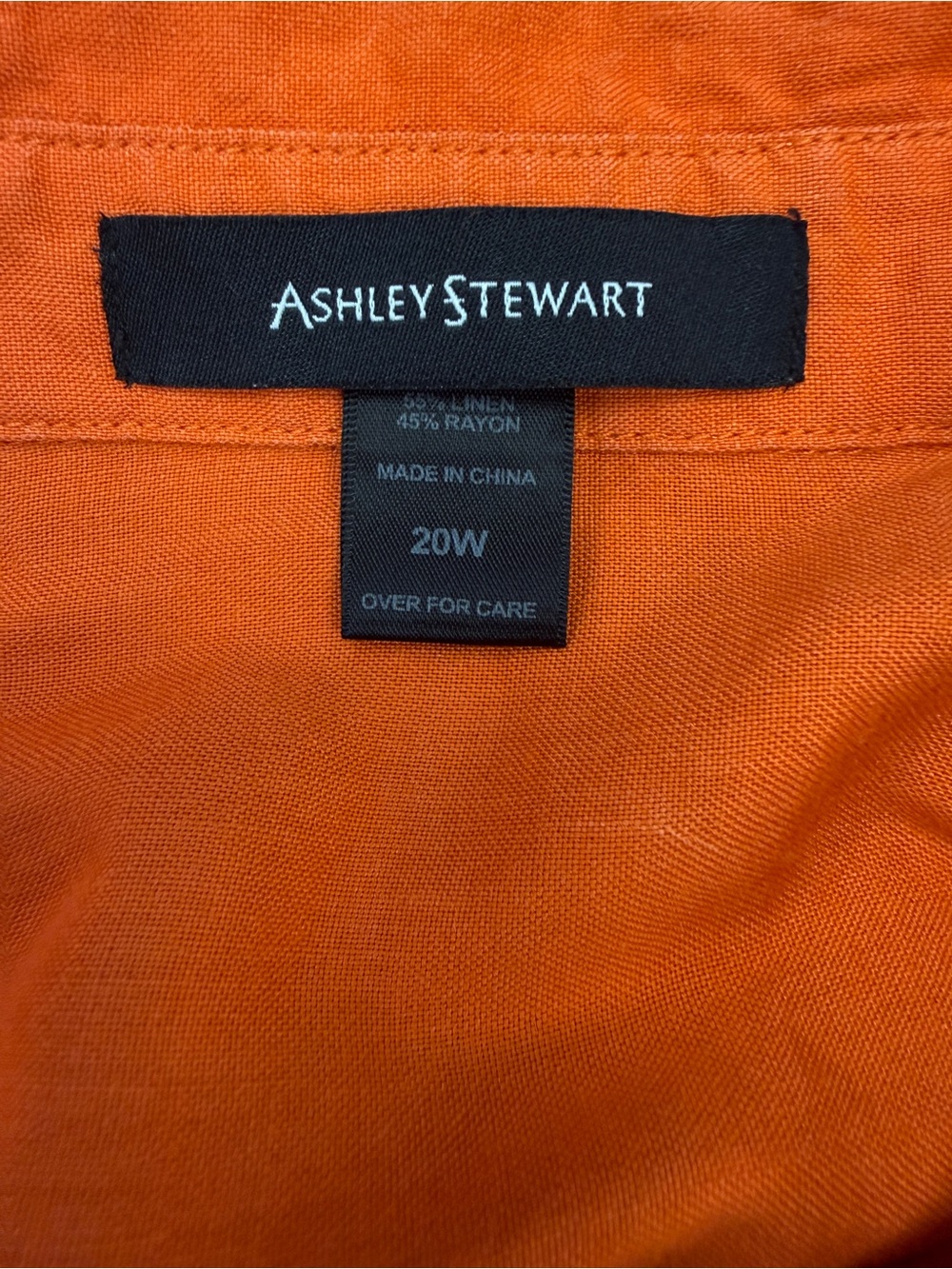 Ashley Stewart Orange Button-Front Tunic Shirt 3/4 Sleeve Plus Size - Picture 9 of 14